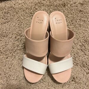 A New Day Women's Pink and White Sandal wedges